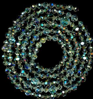 Beads Swarovski Cut Austrian Crystal Ab Flash Clear Faceted 6 - 12mm 43 " Vintage