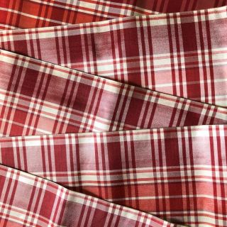 Vintage Silk Taffeta Plaid Iridescent Sash Ribbon Red & White 3.  75 " X 2.  5 Yds