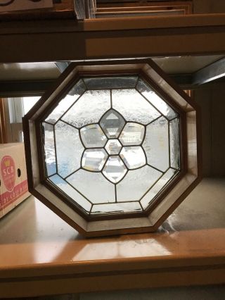 Vintage Beveled And Textured Glass Octagon Window 20 X 20 X 4 5/8 Thick