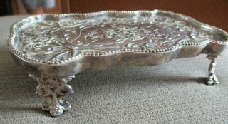 Vtg.  Silver Plated Small Footed Salver Card Tray