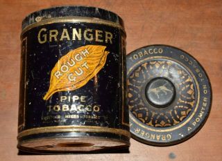 Early Large Granger Rough Cut Tobacco Tin With Lid -