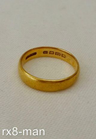 1921 Antique 22ct Solid Gold Wedding Ring Band Uk Size K Us 5.  50 - 3.  6grams