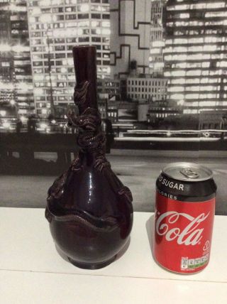 Fine Rare Chinese Or Japanese 19th Century Aubergine Glaze Dragon Bottle Vase