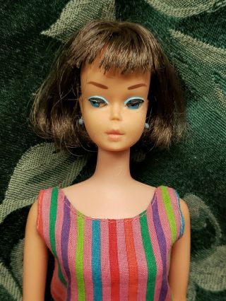 Vintage 1958 American Girl Barbie Doll Brunette Short Hair Bendable Legs Orig
