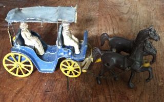 Vintage 1940’s Stanley Toys Cast Iron Horse Drawn Surrey Carriage