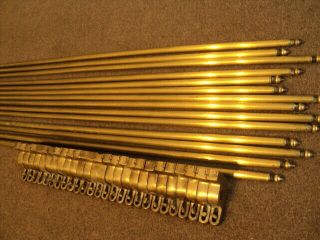 Set Of 13 Vintage Solid Stair Rods And Brackets