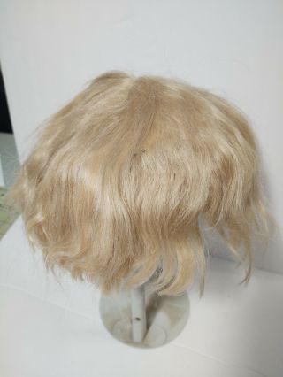 Antique Human Hair Doll Wig With Pate 12 " Blonde