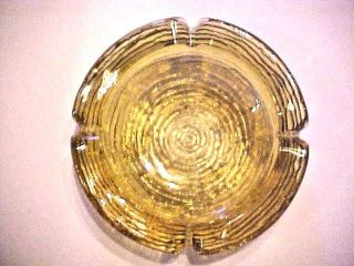 Vintage Mcm Amber Glass Ashtray Round Lido Soreno Anchor Hocking 6 3/8 "