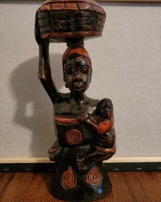 Vintage Hand Carved Wood African Ghana Sculpture Statue $2200 Cost