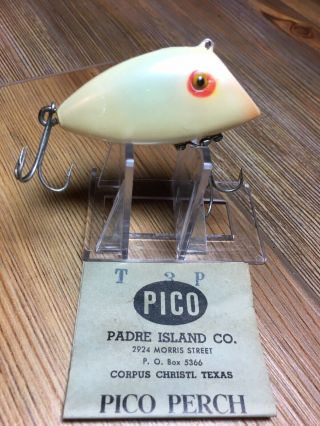 Vintage Fishing Lure Early Pico Perch Pearl Tough Old Texas Bait