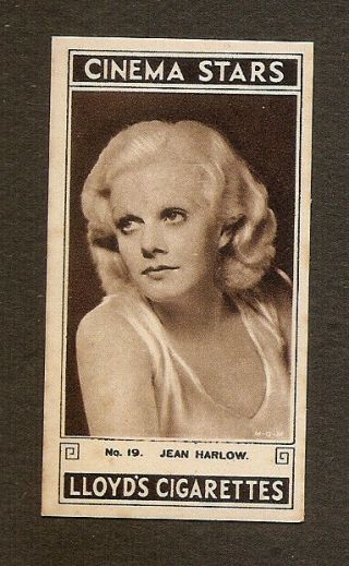 Jean Harlow Card Vintage 1930s Lloyd 