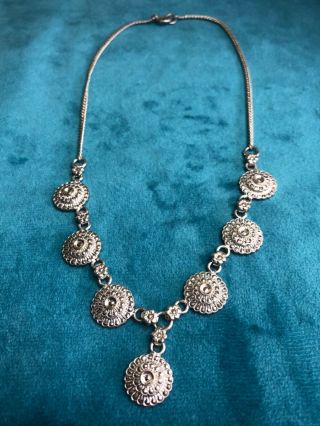Vintage Stunning Sterling Silver 925 Marcasite 17” Necklace