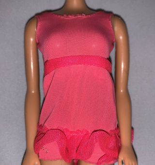 Vintage 1970 - 1971 Barbie Francie Snappy Snoozers 1238 Hot Pink Peignoir Lingerie
