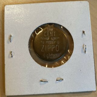 Vintage Zippo Keychain - The Cent Never Spent To Repair A Zippo Lighter - 1962
