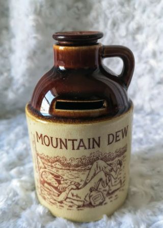 Vintage Mountain Dew Coin Bank Jug Ceramic/pottery
