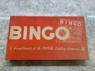 Vintage Coca Cola Bingo Set By Milton Bradley In
