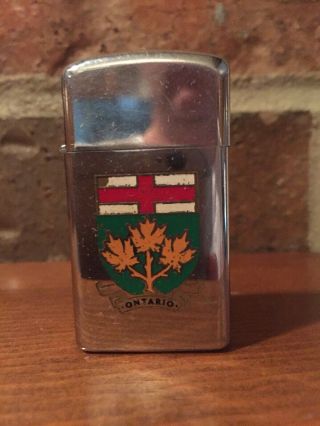 Rare Small Vintage Zippo Lighter,  Ontario Crest
