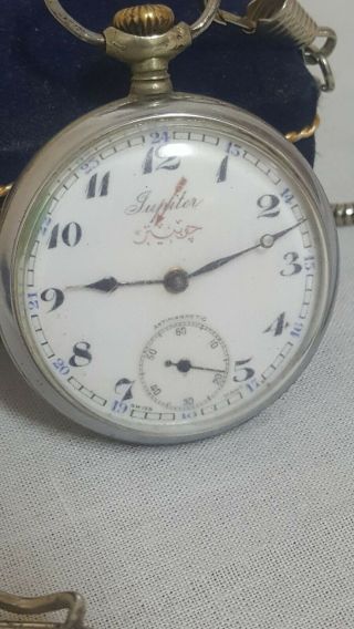 Vtg Rare Jupiter Cortebert Rolex Pocket Watch Incabolic Cal 616 Chain,  Velvet Box