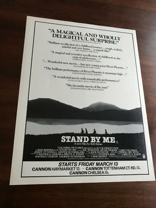 1987 Vintage 9x12 Movie Promo London Print Ad For " Stand By Me "