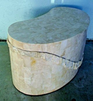 Vintage Maitland Smith Tessellated Stone Kidney Shape Side Table 1970s 2
