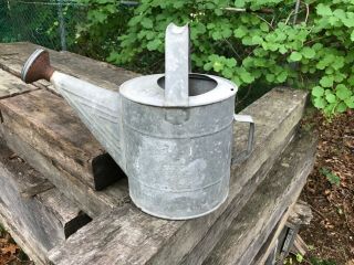 Vintage Galvanized Metal Watering Can W/handle & Copper Head - Garden Decor