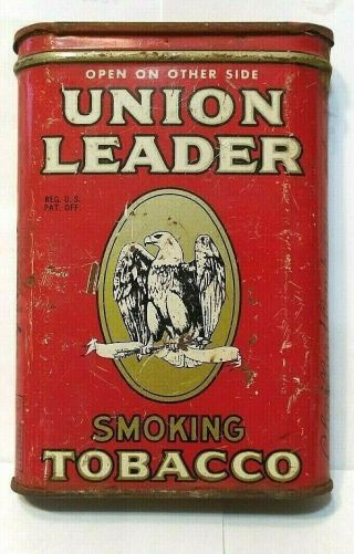 Vintage UNION LEADER Pocket Smoking Tobacco Tin USA Advertising Eagle 2
