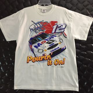 Vintage 1998 Jeremy Mayfield Nascar T Shirt 12 Mobile Racing Mens Large White