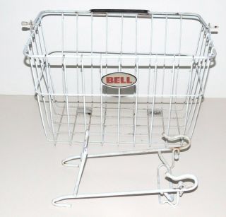 Vintage Bell Bike Bicycle Large White Wire Basket W/ Handle Mounting Hanger