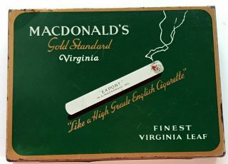 Vintage Mcdonalds Gold Standard Virginia Cigarettes Tin Box 50 " Export Tobacco