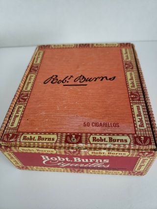 Vintage Robt.  Burns Cigarillos 5 Cent Small Cigar Box