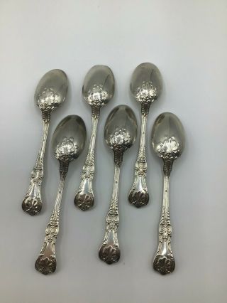 Vintage Set of 6 King George by Gorham Sterling Silver Teaspoons 5 7/8” 3