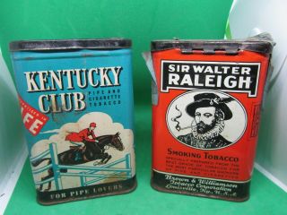 Vintage Sir Walter Raleigh & Kentucky Club Tobacco Tins
