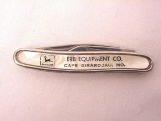 Vintage Advertising Pocket Knife John Deere Erb Equipment Co Cape Girardeau Mo