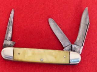 Vintage Camillus Usa Sword Brand Punch Blade Equal End Stockman 3 - 3/8 " Knife