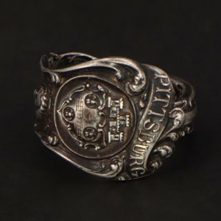 Vtg Sterling Silver - Pittsburgh City Seal Spoon Handle Ring Size 11 - 16g