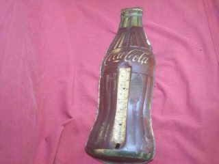 Vtg 1950s Coca Cola Ad Thermometer Metal Sign 16.  5” No Thermometer Distressed