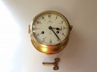 Vintage 60s - 70s Schatz Royal Mariner Brass Clock `heavy Brass W.  Germany