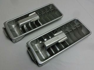 Set Of 2 Vintage Metal Frigidaire Quickube Aluminum Ice Cube Trays W Lift Handle