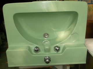 Vintage Crane Drexel Porcelain Bathroom Sink Green