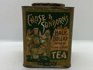 Vintage Chase & Sanborn’s Half Dollar Mixed Green Black Tea Advertising Tin Can