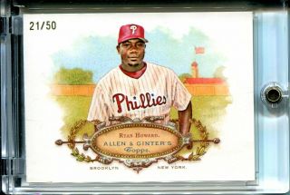 2008 Topps Allen & Ginter Unripped Rip Card Ryan Howard Rc25 21/50