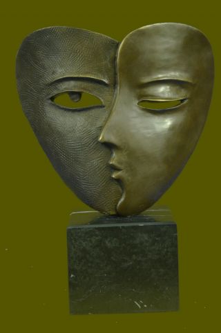 Salvador Dali Bronze Sculpture 2 Faces Vintage Rare Art Bust Mounted Statue