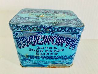 Vintage Edgeworth Extra Sliced Pipe Tobacco Empty Tin Box Hinged Lid