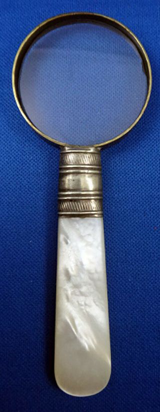 Antique Vintage Magnifying Glass - Mother Of Pearl Handle