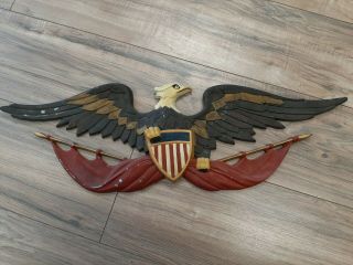 Vintage Sexton Usa 27 " Cast Metal American Eagle Shield Patriotic Wall