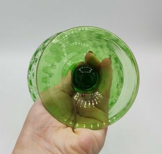 Vtg MCM Green Optic Art Glass Pedestal Brandy Snifter Vase Straight Stem Tall 9 