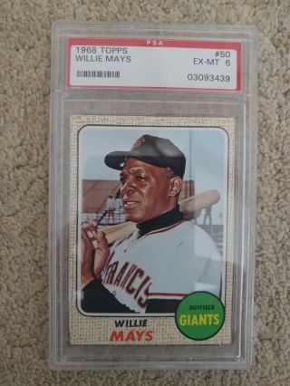 1968 Topps 50 Willie Mays Giants Psa 6 Ex - Mt Psa 03093439