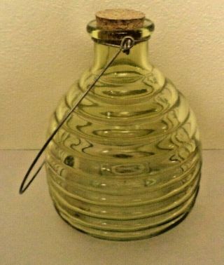 Vintage 6 " Green Tinted Glass Bee Hive Style Insect Wasp Fly Trap