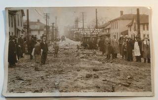 Vintage Real Photo Postcard Springfield Ohio 1929 Flood E.  Main St.  Looking West