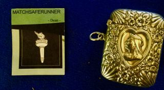 Silver 1896 Queen Victoria In Heart Cartouche Vesta Case Match Safe Striker